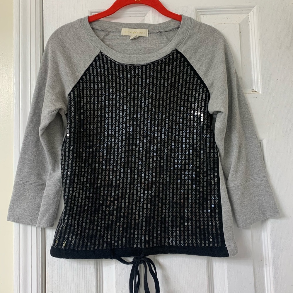Grey and Black Sequined Nicki Minaj Top